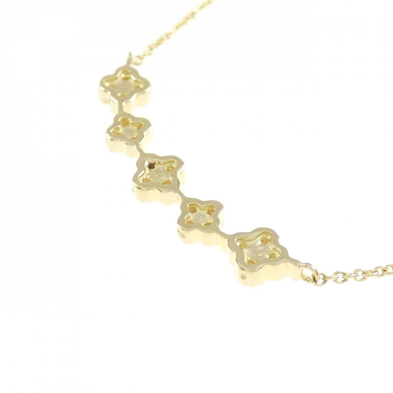 K18YG フラワー ダイヤモンド ネックレス 0.12CT
