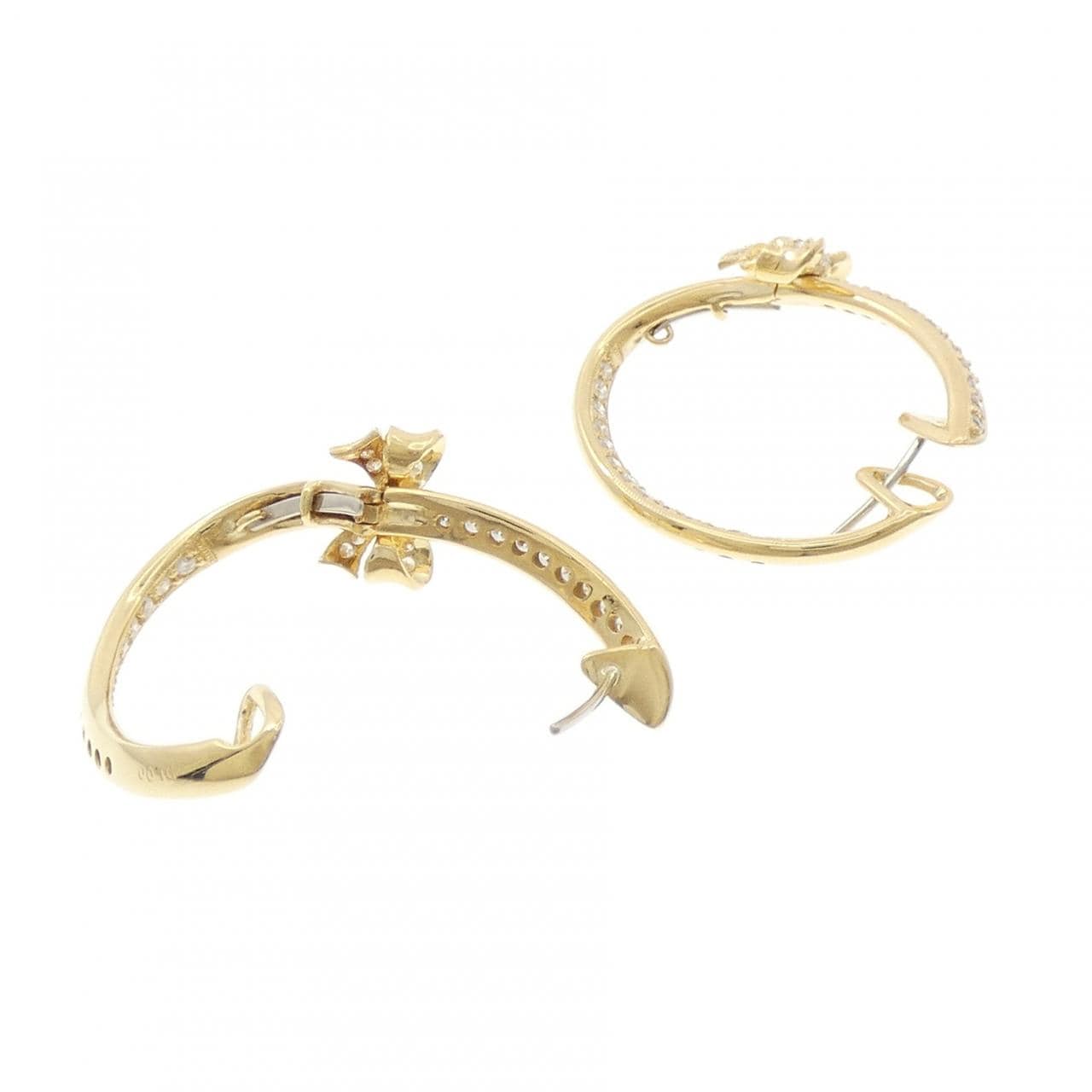 K18YG リボン ダイヤモンド ピアス 1.00CT