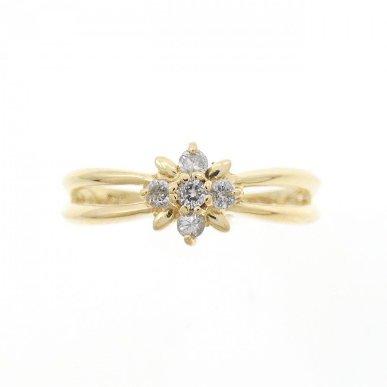 K18YG フラワー ダイヤモンド リング 0.10CT