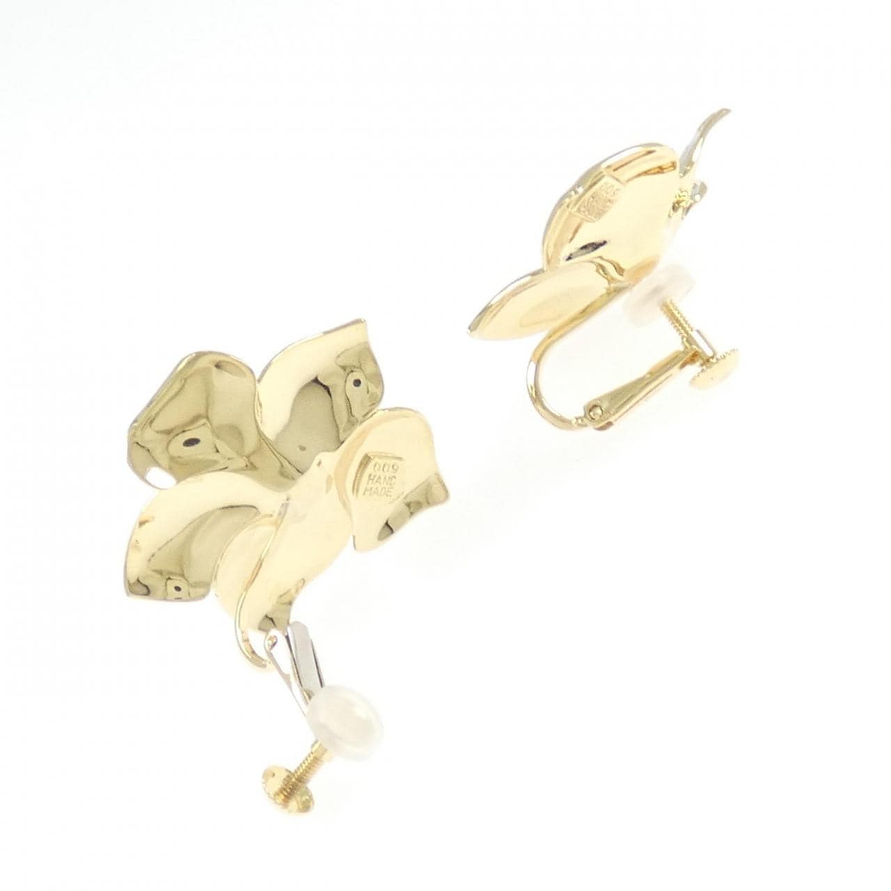 K18YG/K18WG フラワー ダイヤモンド イヤリング 0.18CT