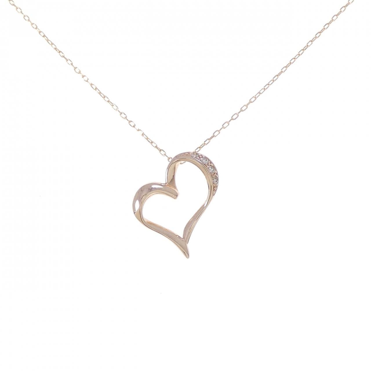 K10PG ハート ダイヤモンド ネックレス