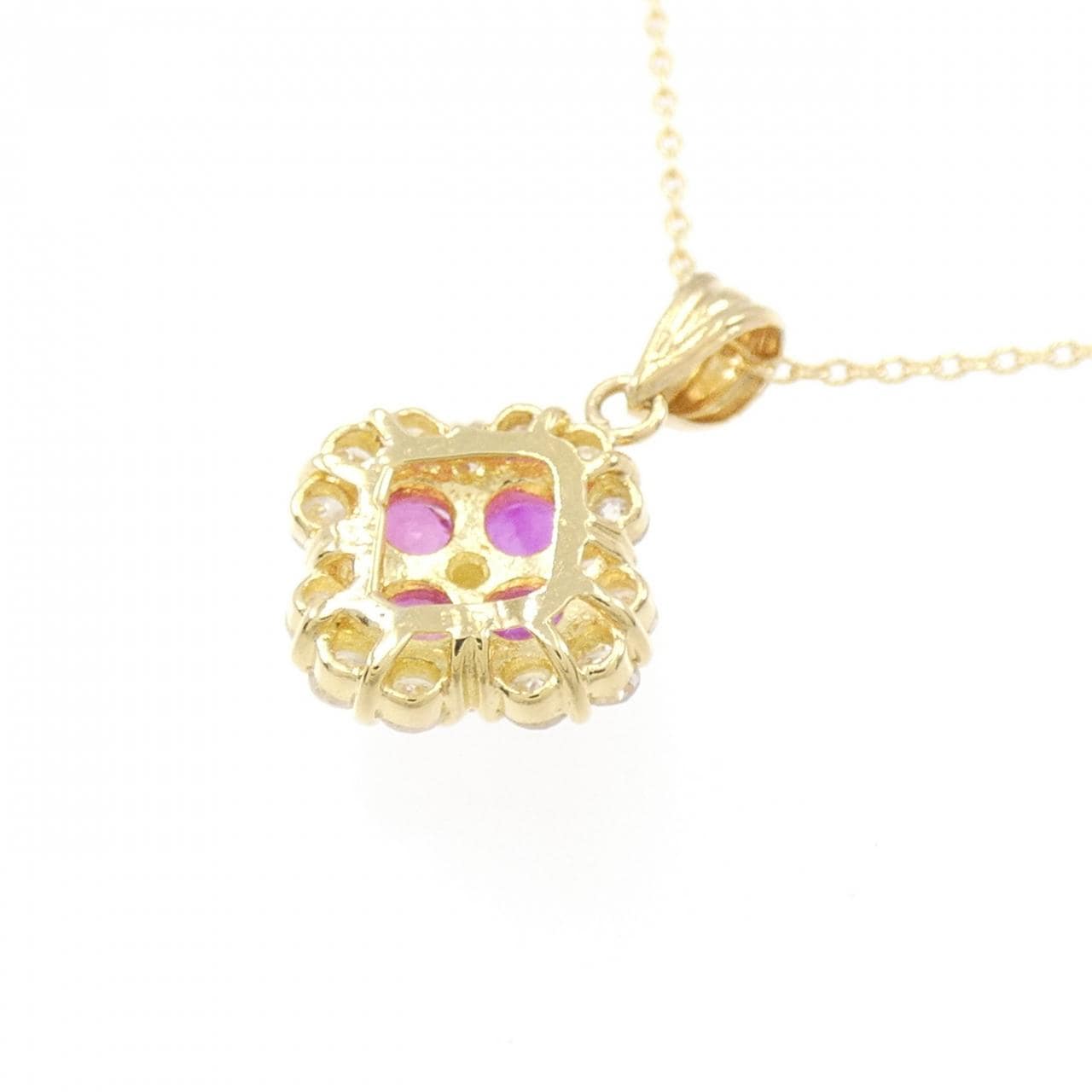 K18YG花朵红宝石项链0.55CT