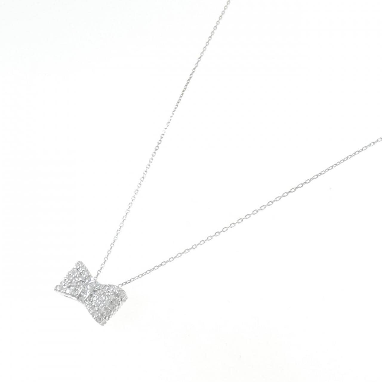 K18WG リボン ダイヤモンド ネックレス 0.60CT