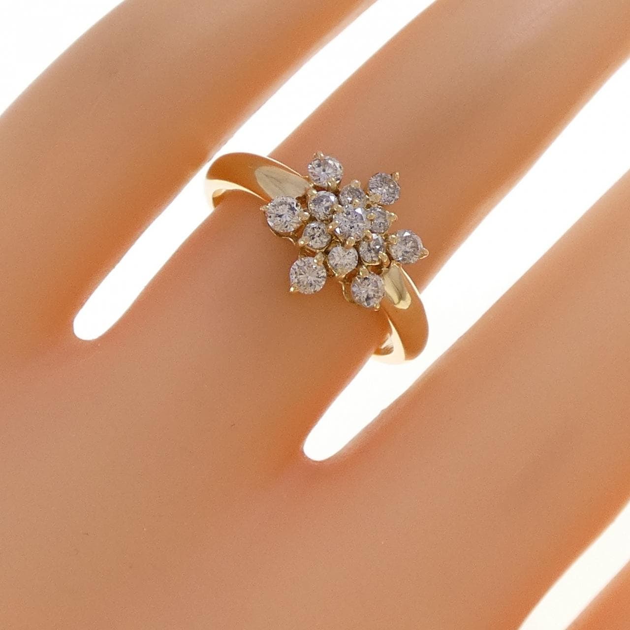 K18YG スノーフレーク ダイヤモンド リング 0.52CT