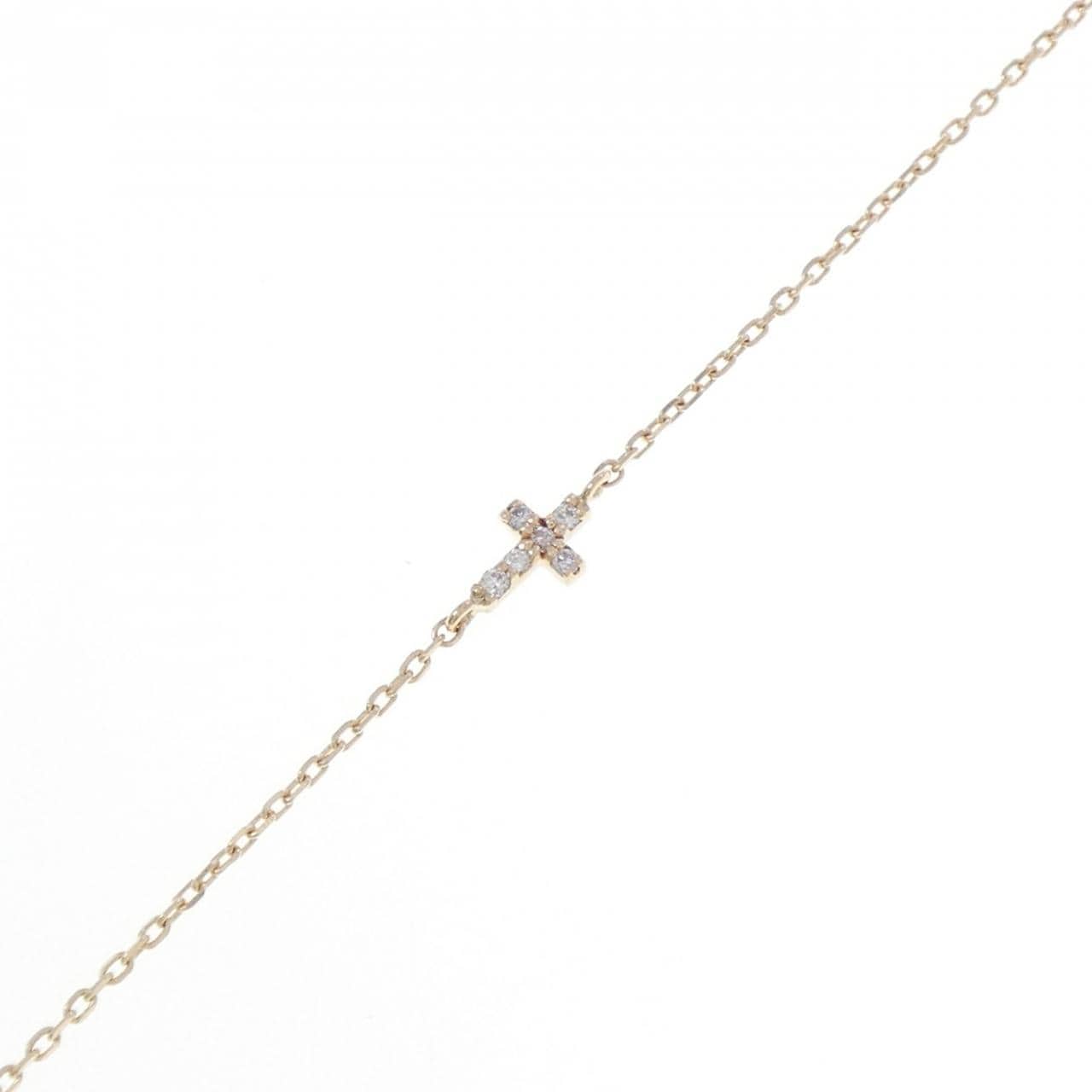K10YG クロス ダイヤモンド ブレスレット 0.033CT