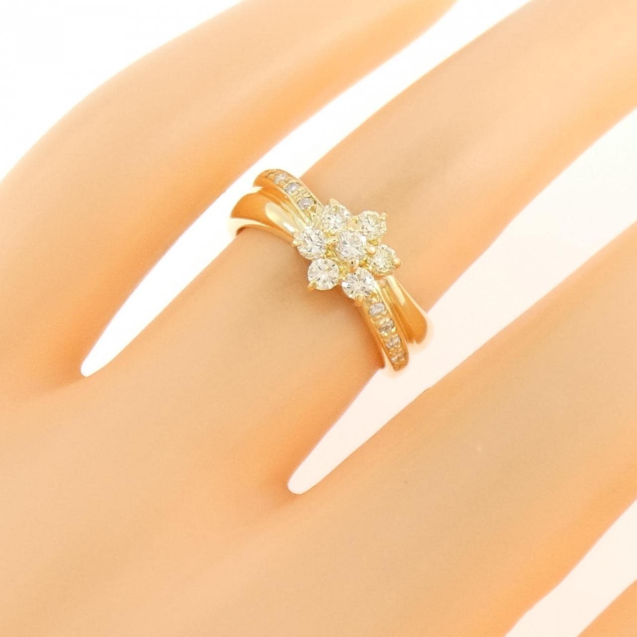 K18YG フラワー ダイヤモンド リング 0.38CT