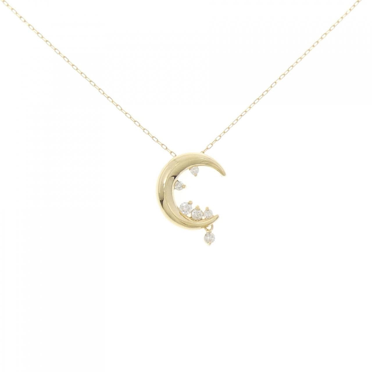 K18YG ムーン ダイヤモンド ネックレス 0.15CT
