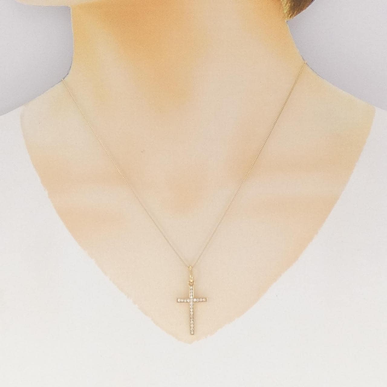 K18YG クロス ダイヤモンド ネックレス 0.24CT