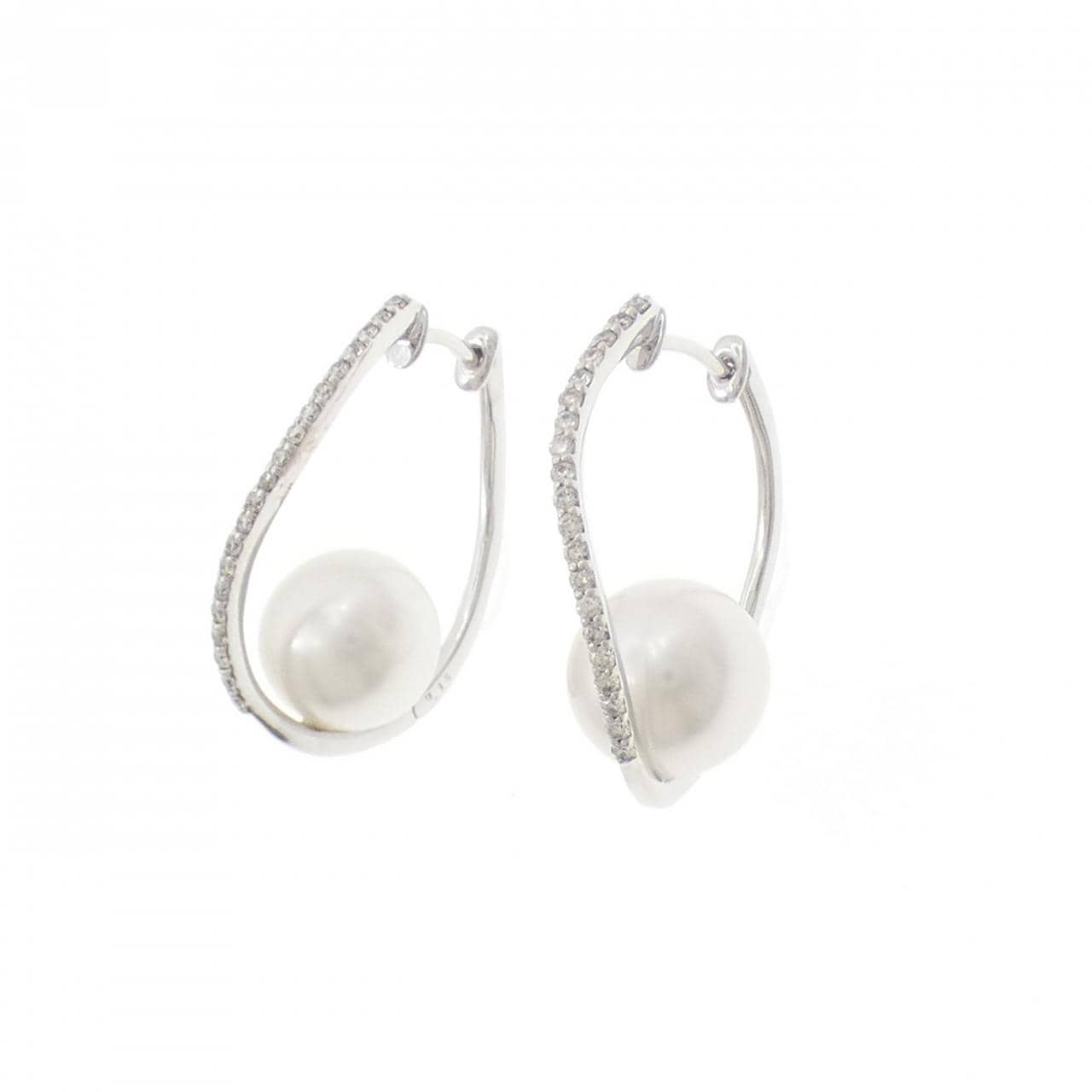 K18WG 白蝶パール ピアス 9.5mm