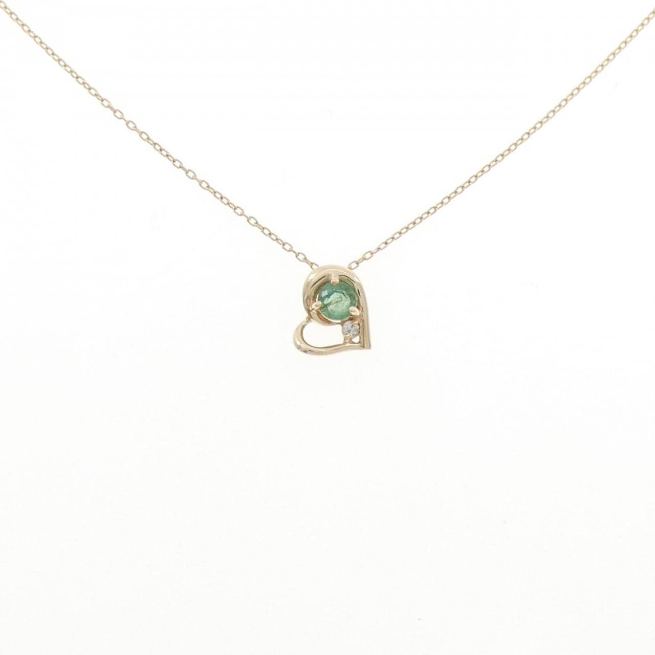 K10YG ハート エメラルド ネックレス