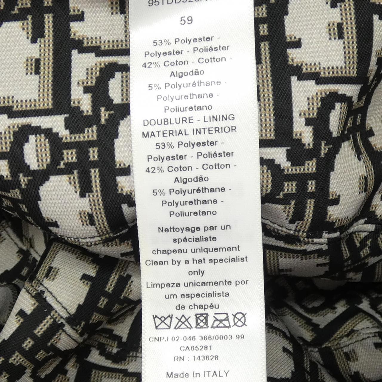 クリスチャンディオール CHRISTIAN DIOR TEDDY-D ボブハット オブリーク 95TDD923A130 ハット