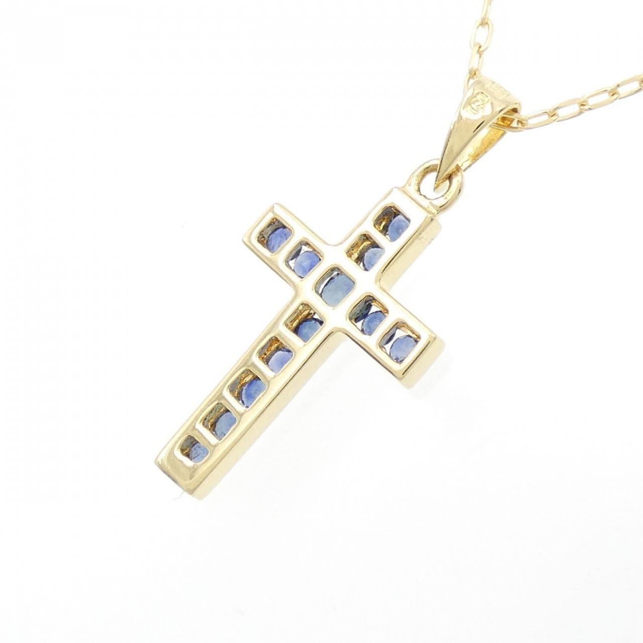 750YG/K18YG Cross Sapphire Necklace