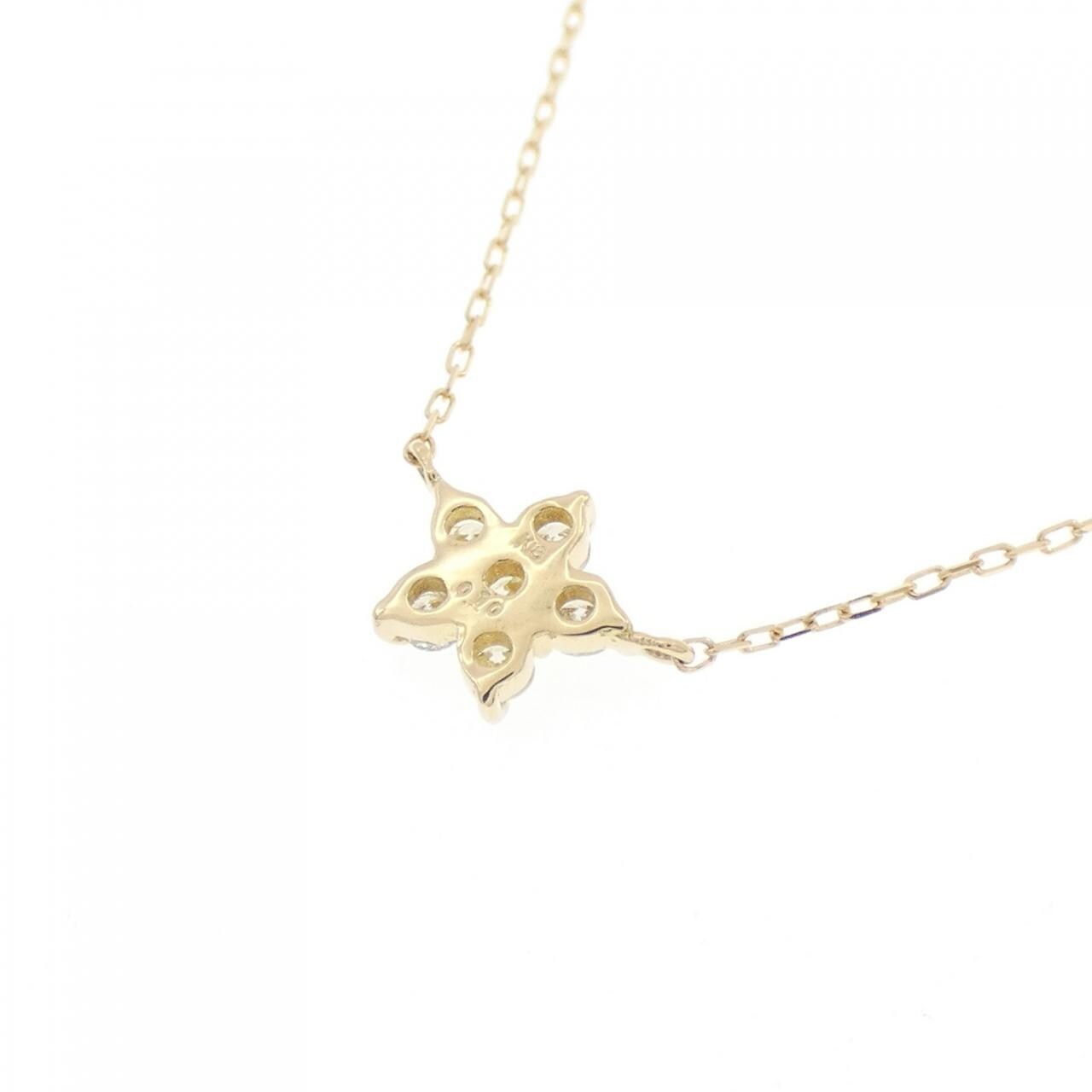 【新品】K18YG フラワー ダイヤモンド ネックレス 0.10CT