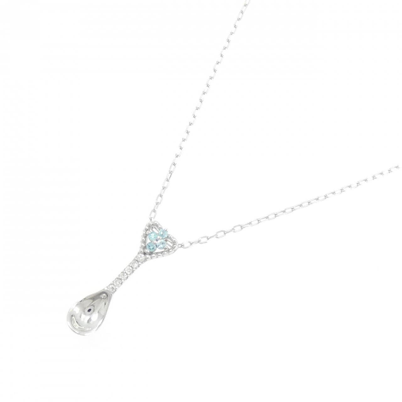 K18WG スプーン トルマリン ネックレス 0.03CT