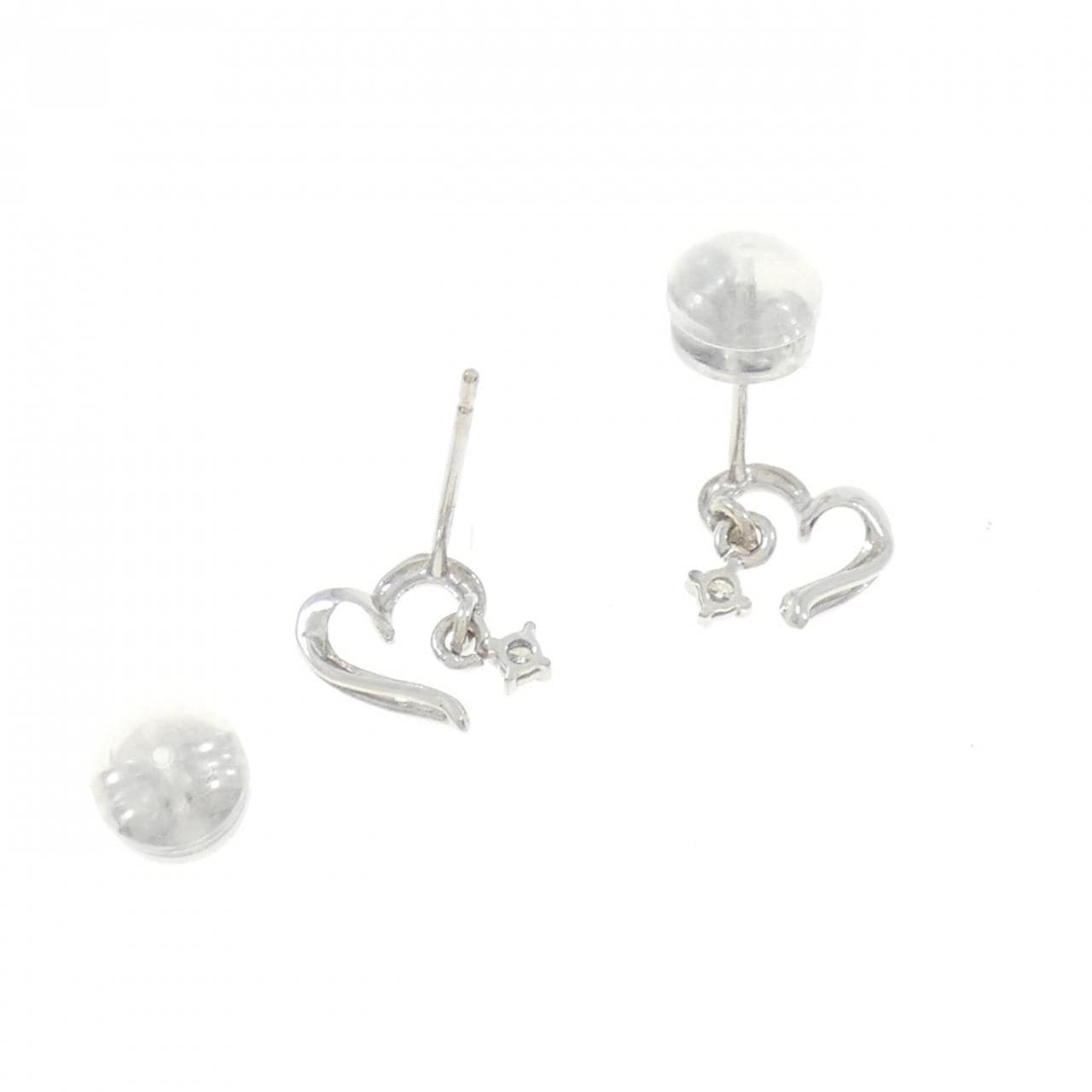 K18WG ハート ダイヤモンド ピアス 0.04CT