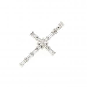 K18WG クロス ダイヤモンド ペンダント 0.2CT