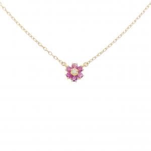 K18YG フラワー ルビー ネックレス