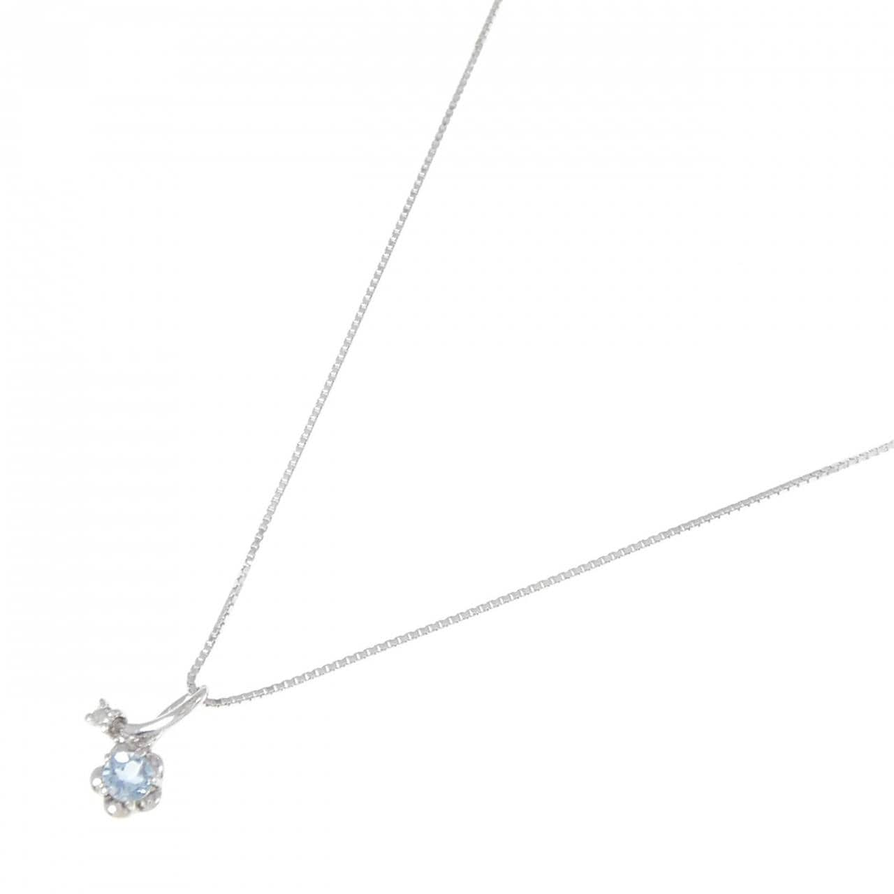 K14WG/K18WG Flower Aquamarine Necklace