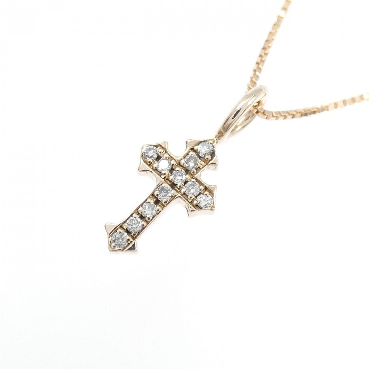 K10PG クロス ダイヤモンド ネックレス