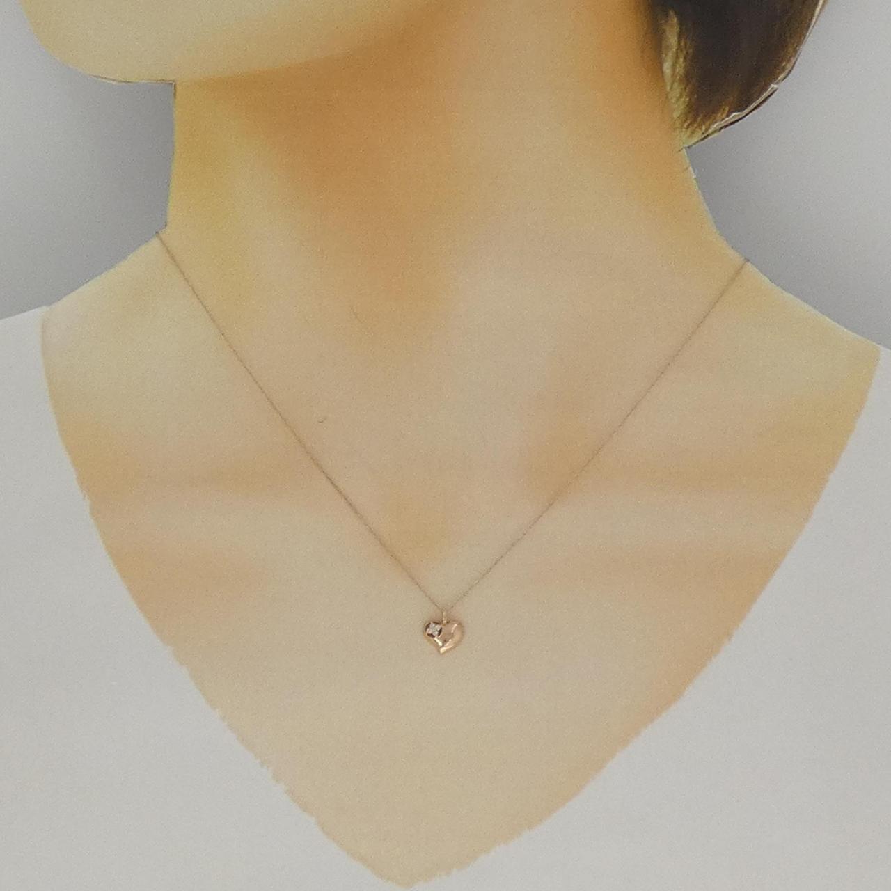 K10PG ハート ダイヤモンド ネックレス