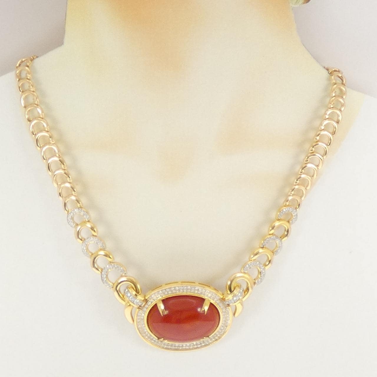 K18YG/K18WG サンゴ ネックレス