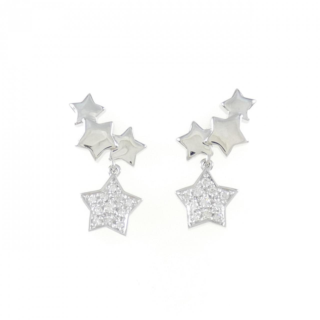 K18WG スター ダイヤモンド ピアス 0.24CT