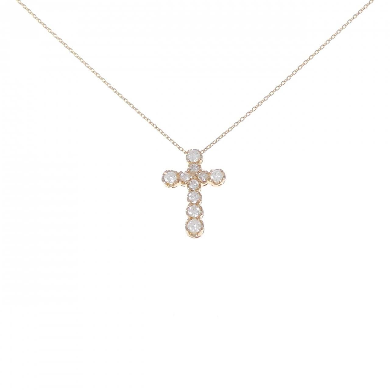 K18PG/K18YG Cross Diamond Necklace 0.51CT