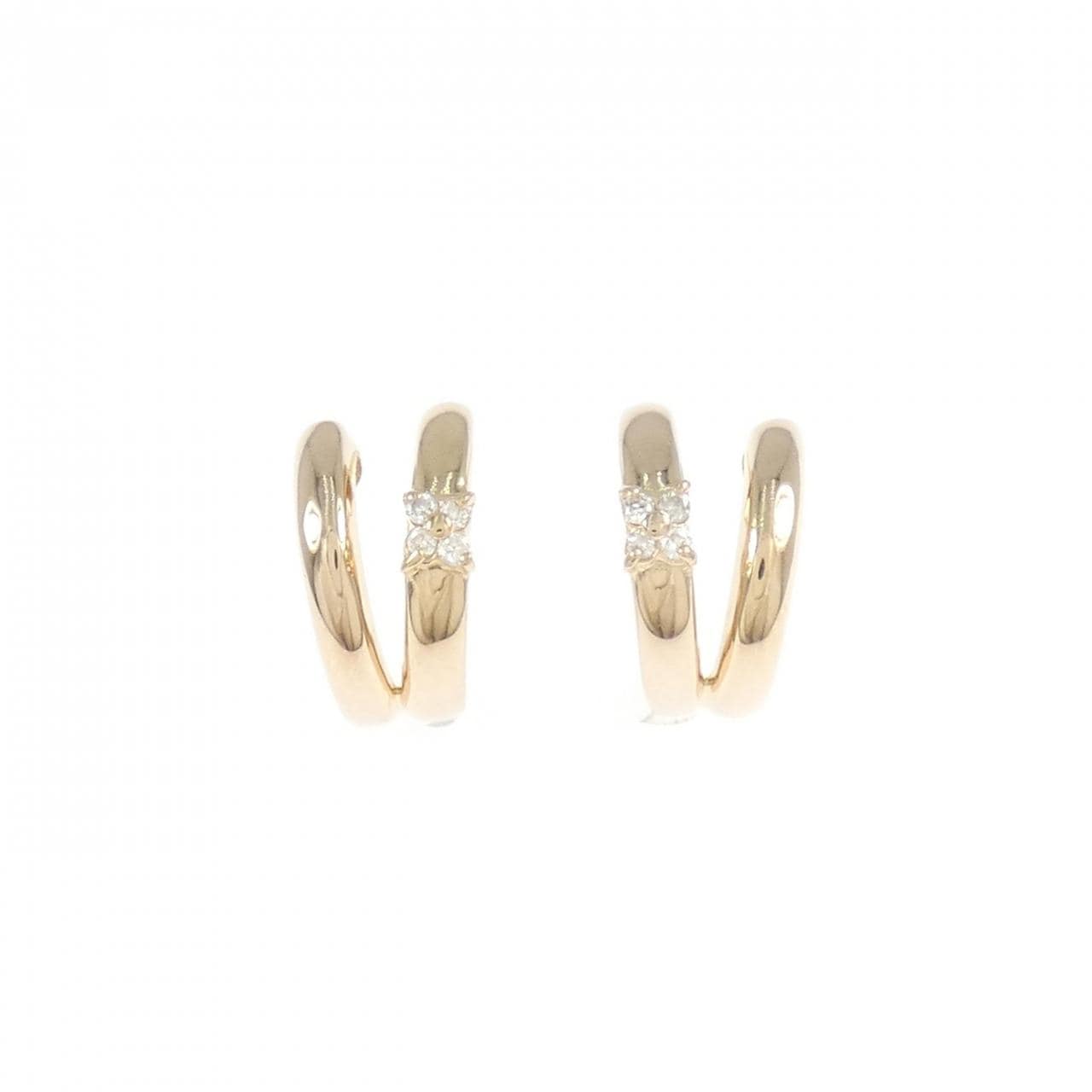 K18PG/K18YG フラワー ダイヤモンド ピアス 0.04CT