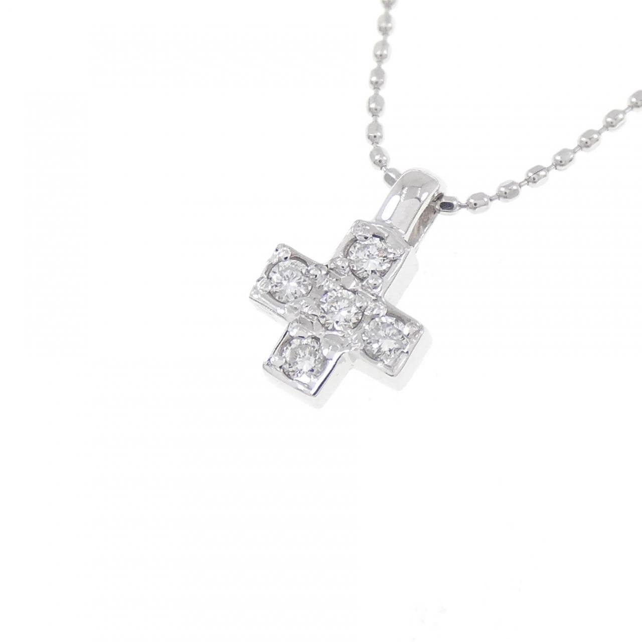 K18WG クロス ダイヤモンド ネックレス 0.10CT