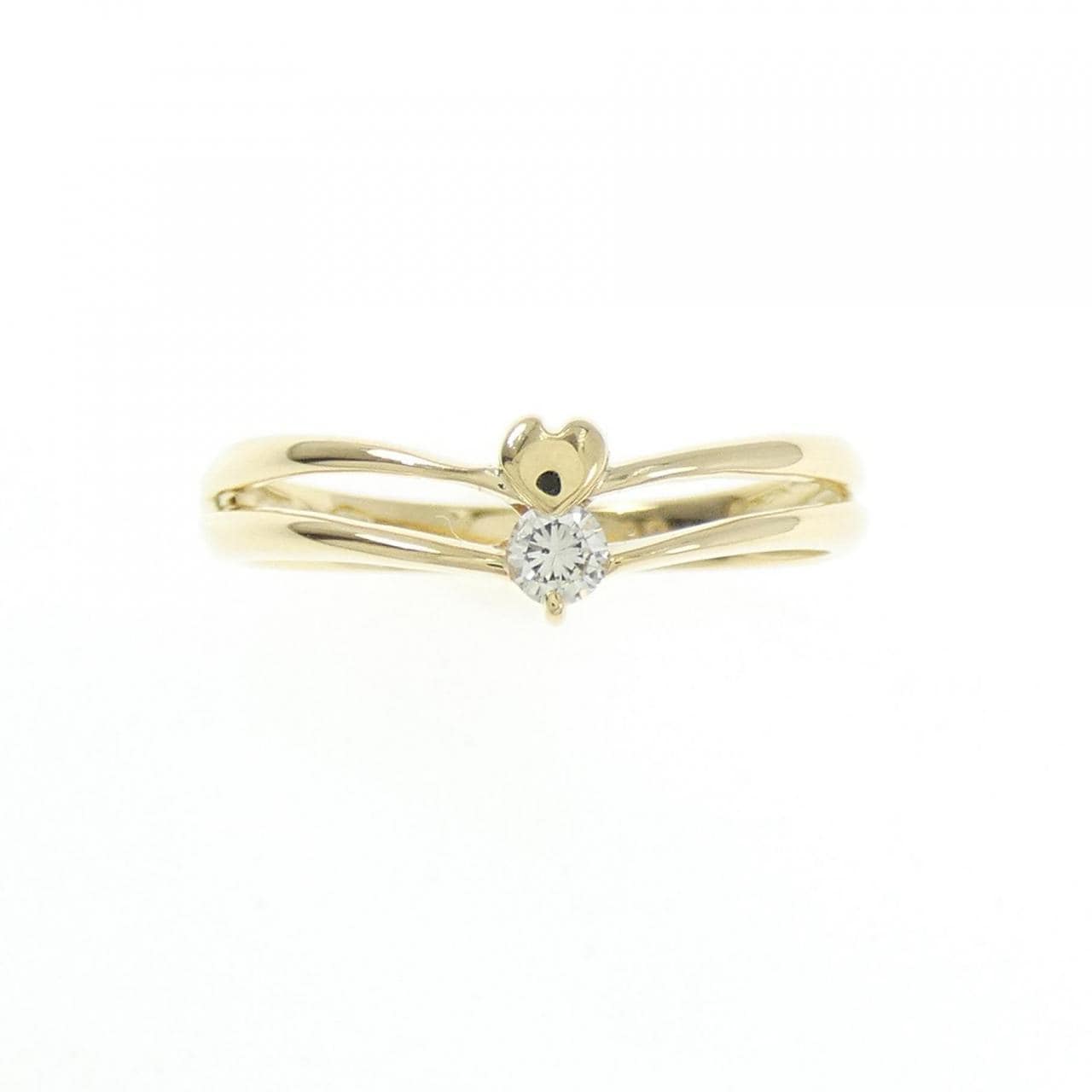 K18YG心形钻石戒指0.07CT