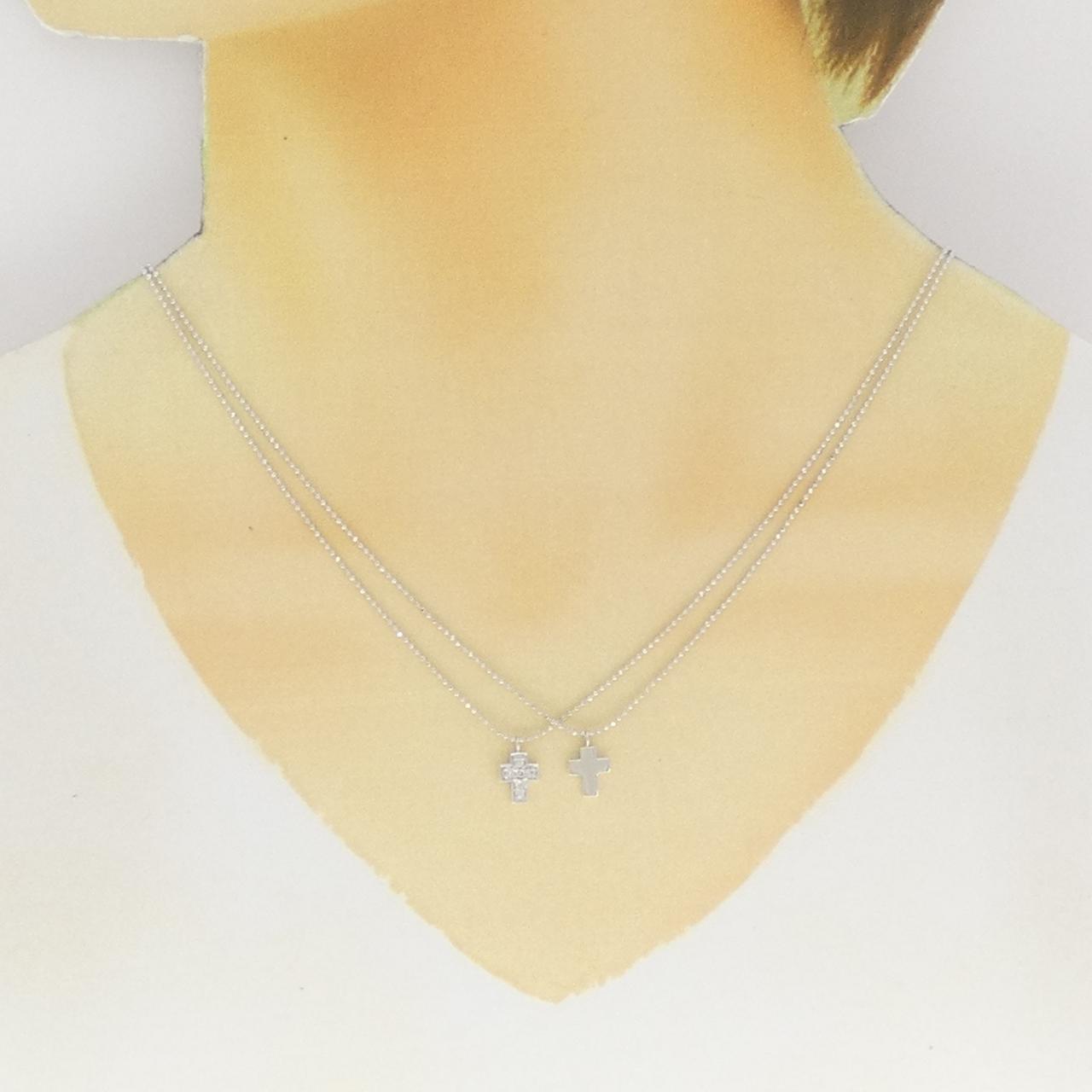 K18WG クロス ダイヤモンド ネックレス 0.08CT