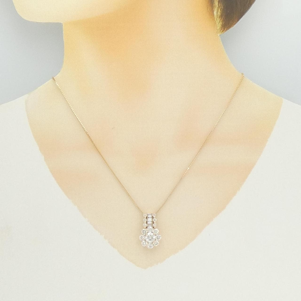 K18PG フラワー ダイヤモンド ネックレス 1.000CT