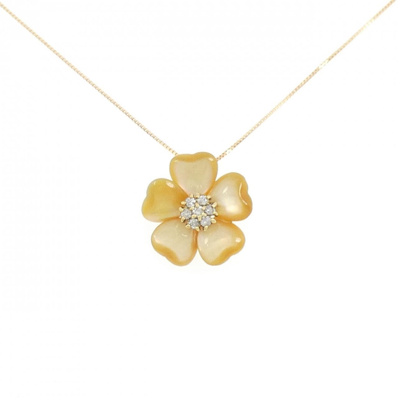 K18YG フラワー マザーオブパール ネックレス