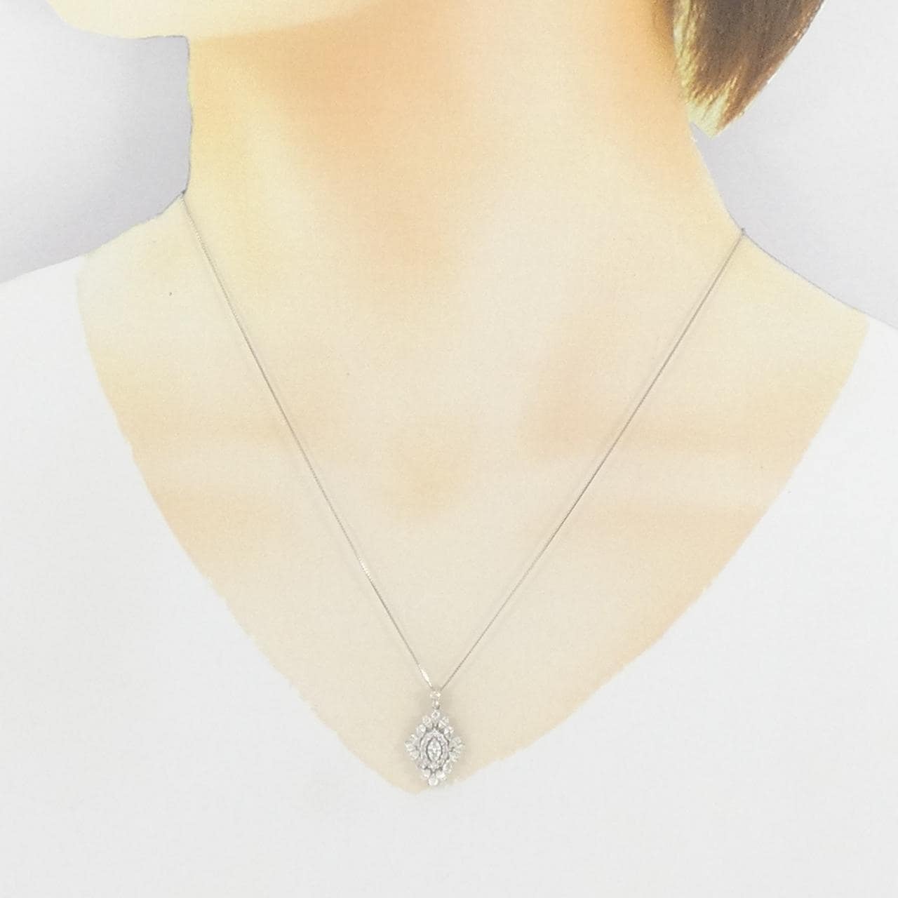 【新品】PT900/PT850 ダイヤモンド ネックレス 0.14CT