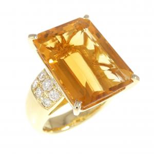K18YG シトリン リング 13.50CT