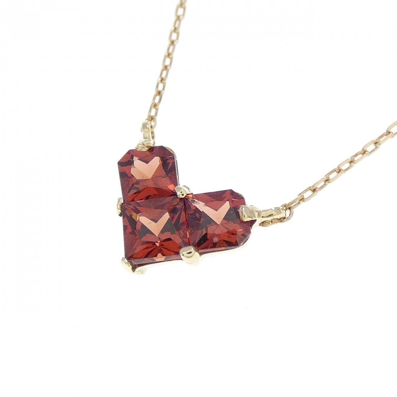 K10YG ハート ガーネット ネックレス