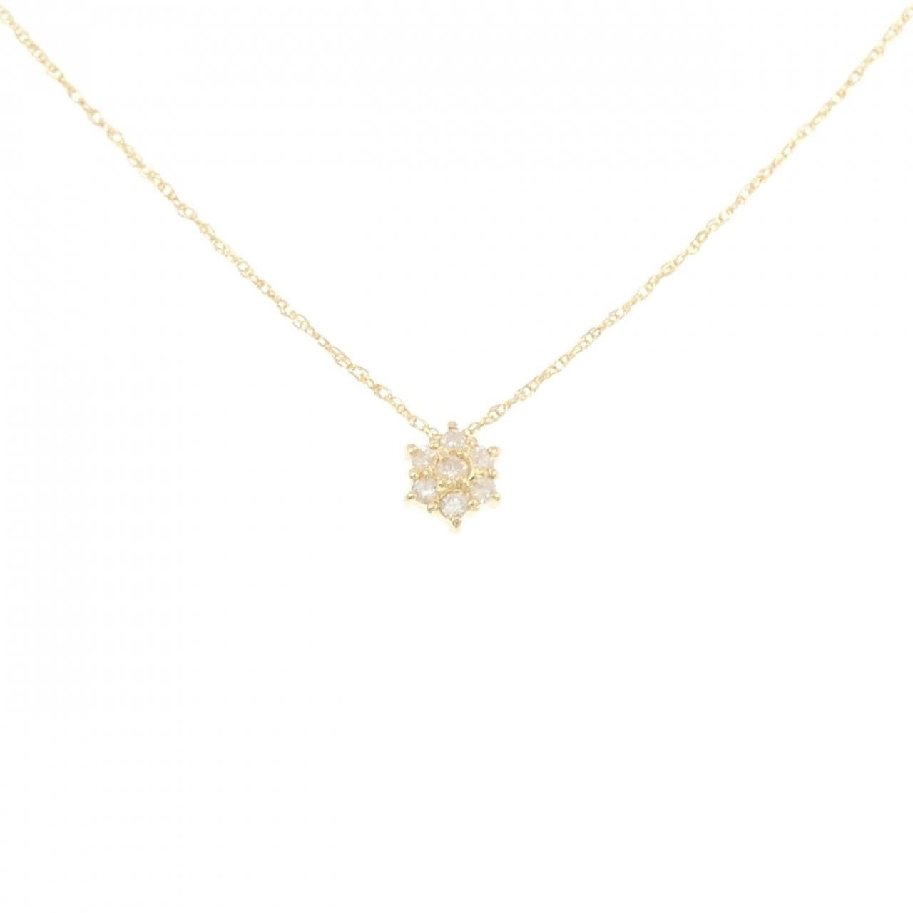 750YG フラワー ダイヤモンド ネックレス