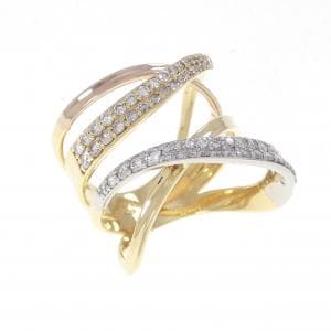 K18YG/PT900/K18PG ダイヤモンド リング 0.86CT