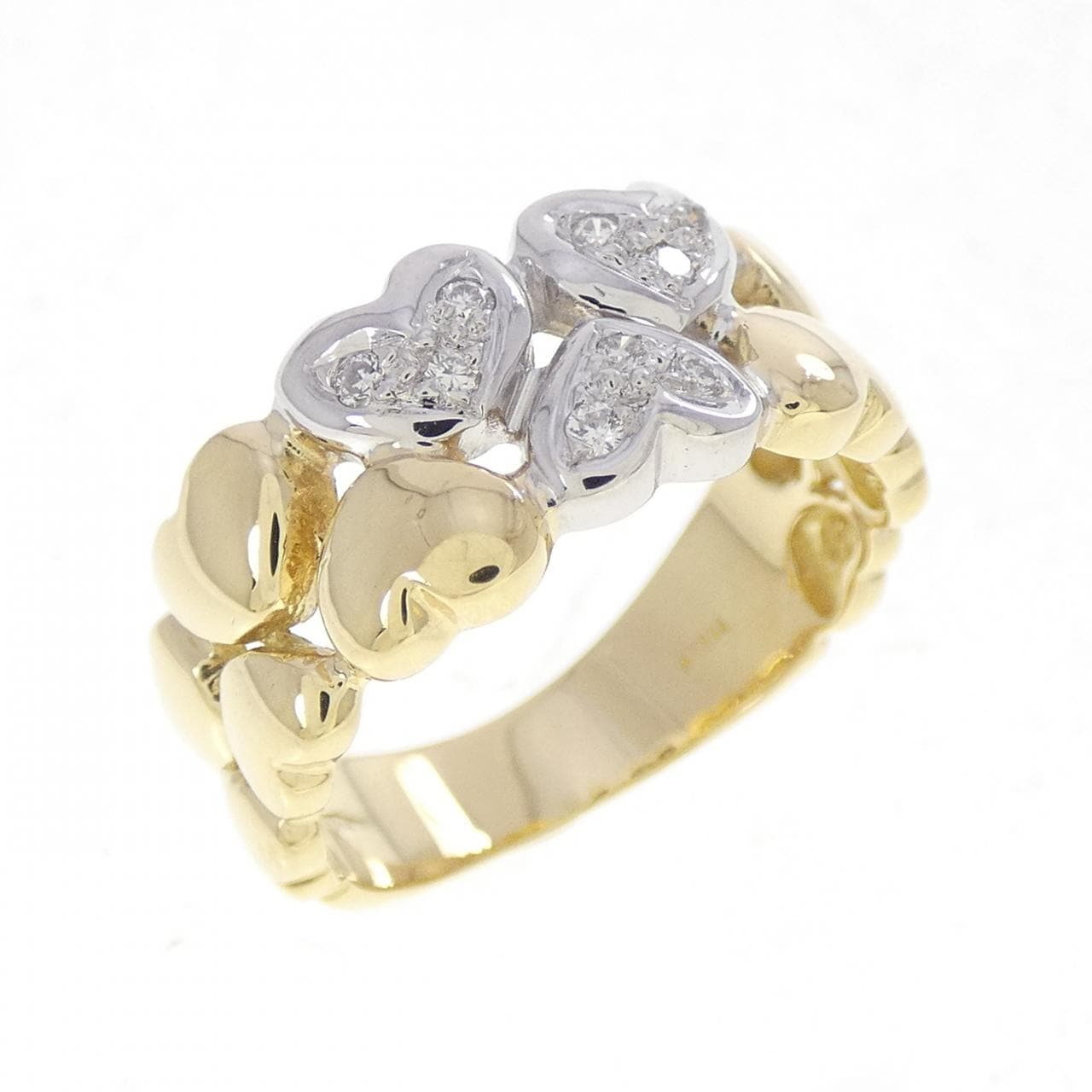 750YG/750WG ハート ダイヤモンド リング 0.07CT