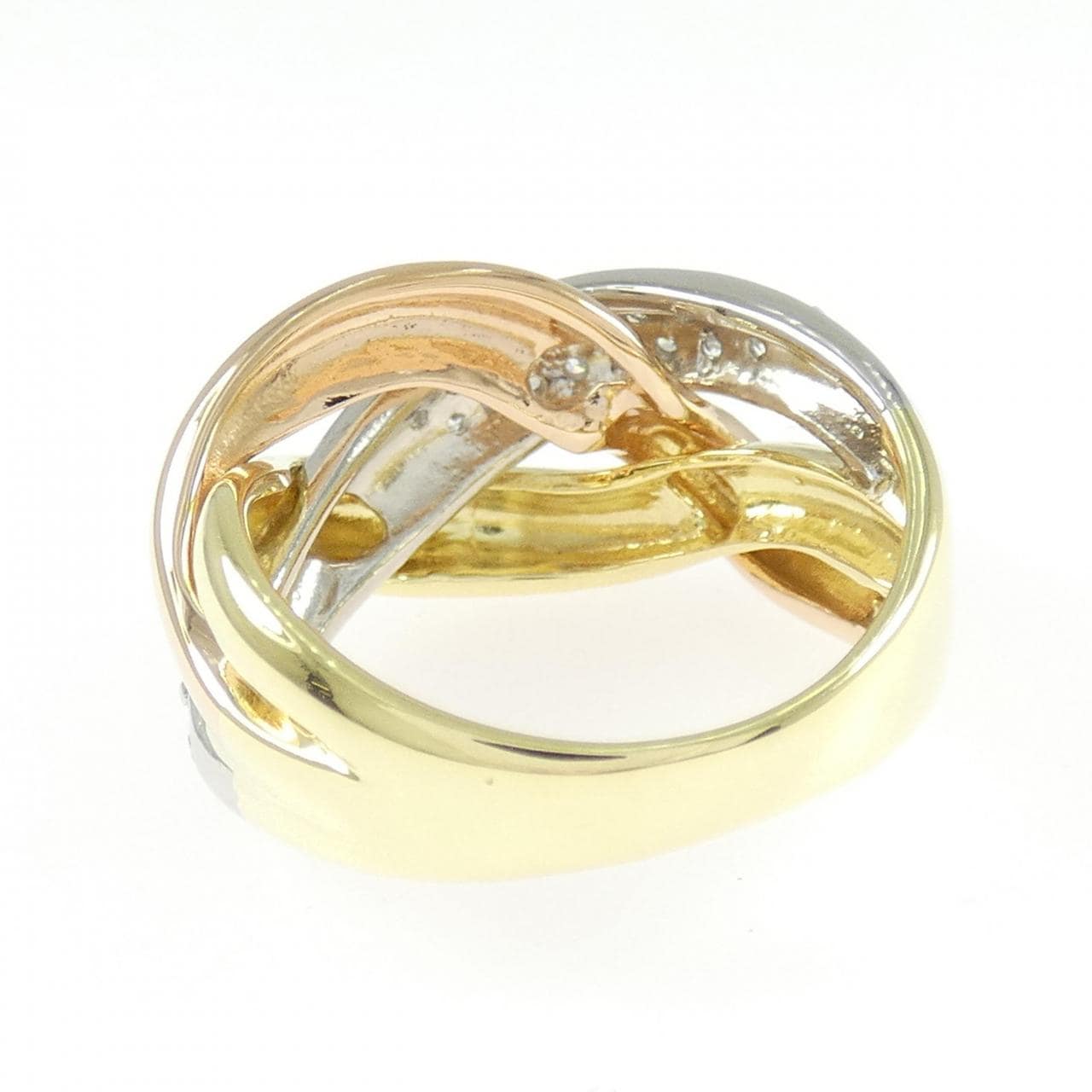 K18YG/PT900/K18PG ダイヤモンド リング 0.26CT