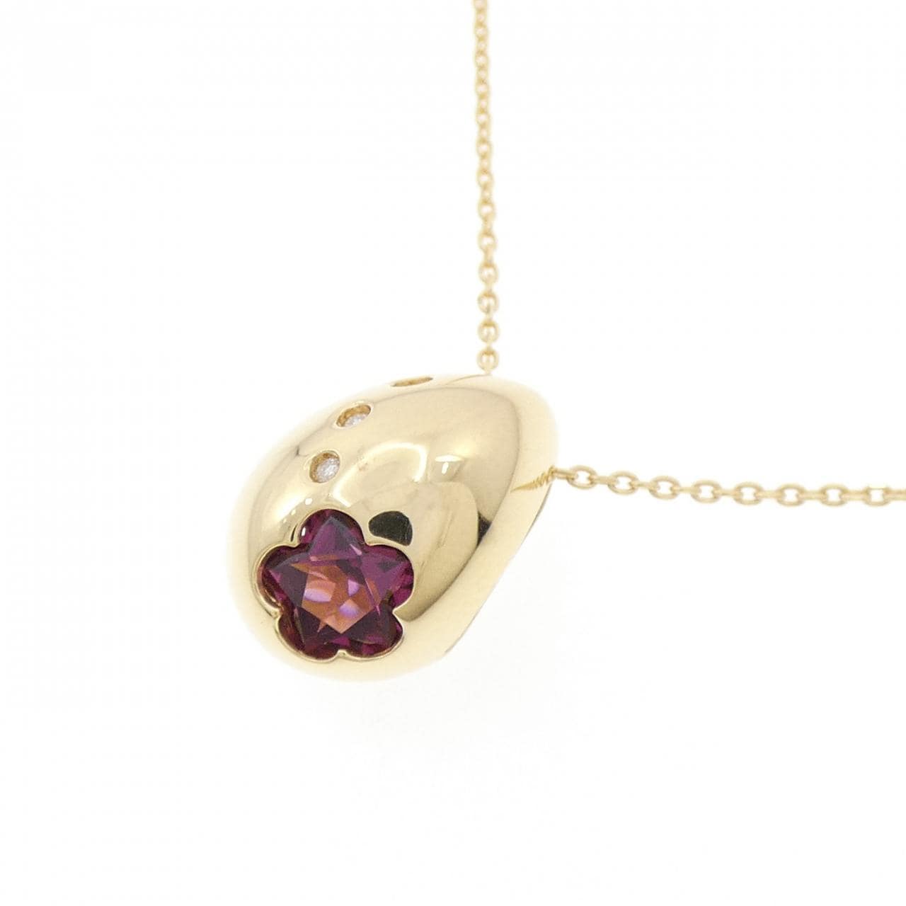 K18YG flower Garnet necklace