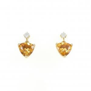K18YG シトリン ピアス 1.44CT