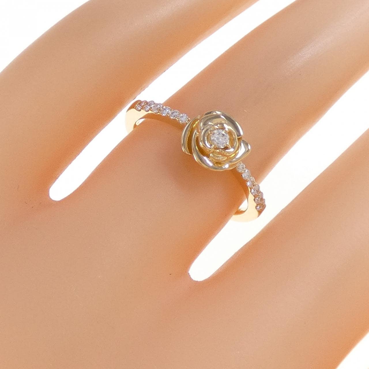 K18YG ローズ ダイヤモンド リング 0.16CT
