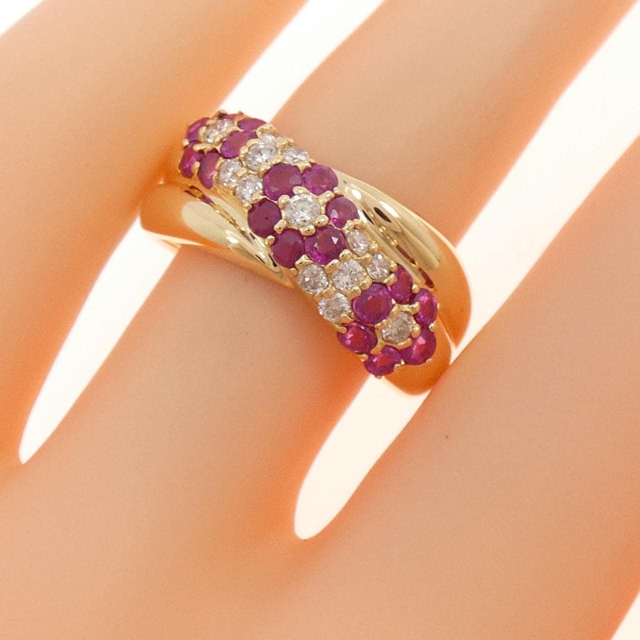 K18YG フラワー ルビー リング 1.00CT