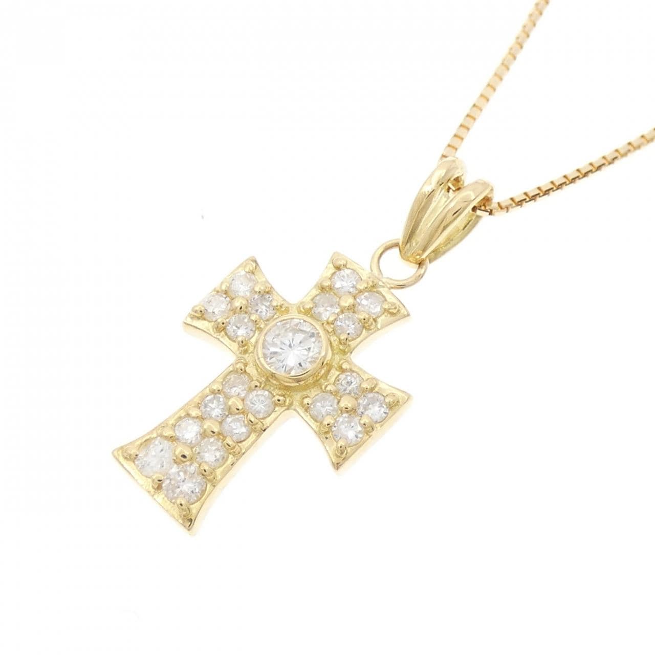 K18YG クロス ダイヤモンド ネックレス 0.40CT
