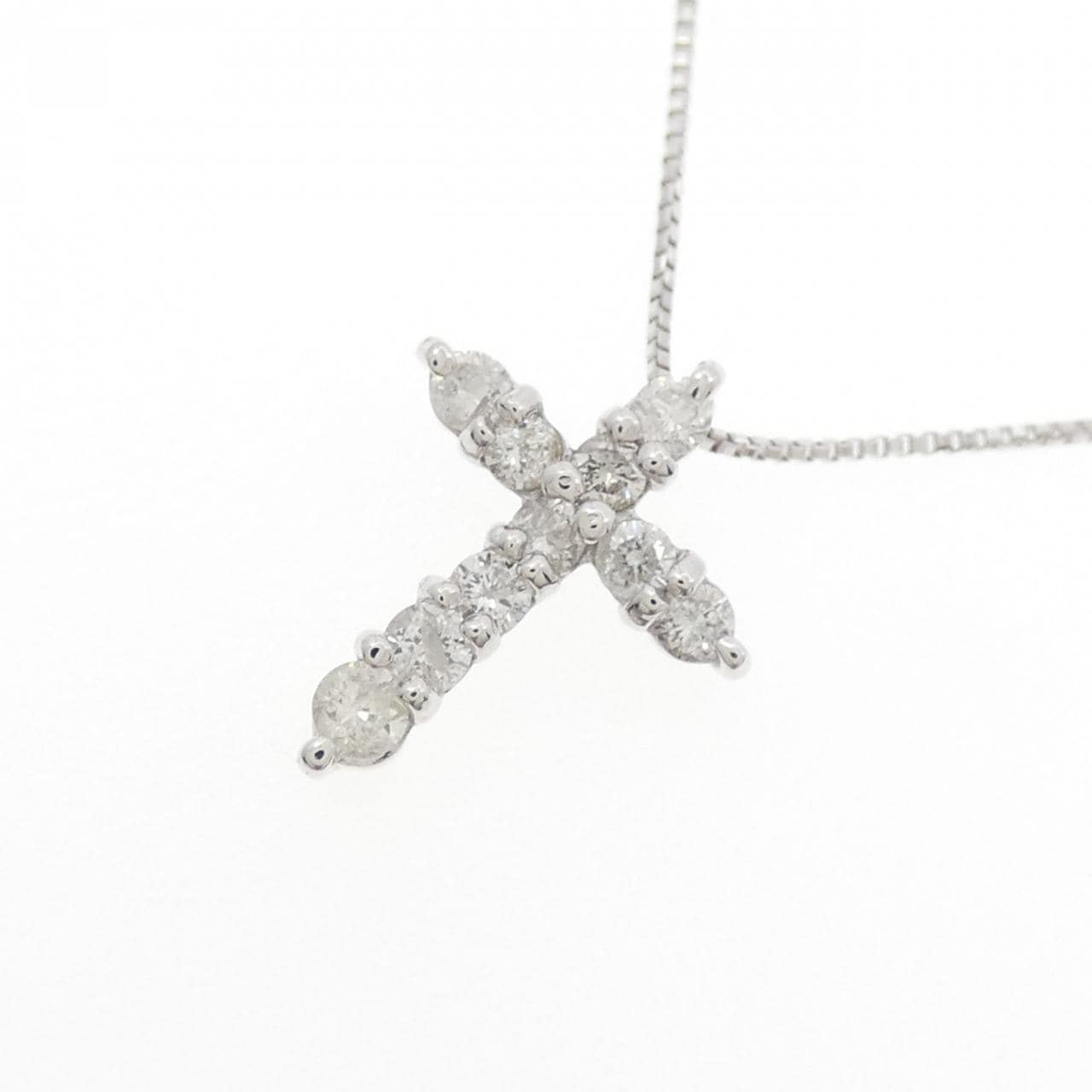 K18WG クロス ダイヤモンド ネックレス