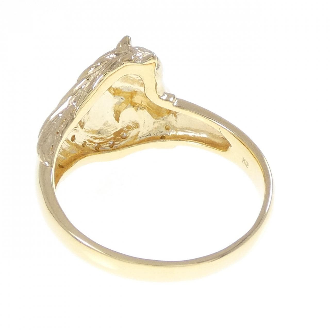 【新品】K18YG ホース ダイヤモンド リング 0.03CT