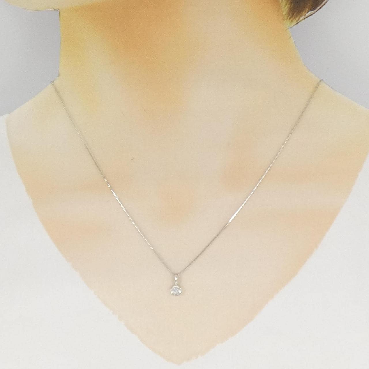 PT900/PT850 ソリティア ダイヤモンド ネックレス 0.09CT