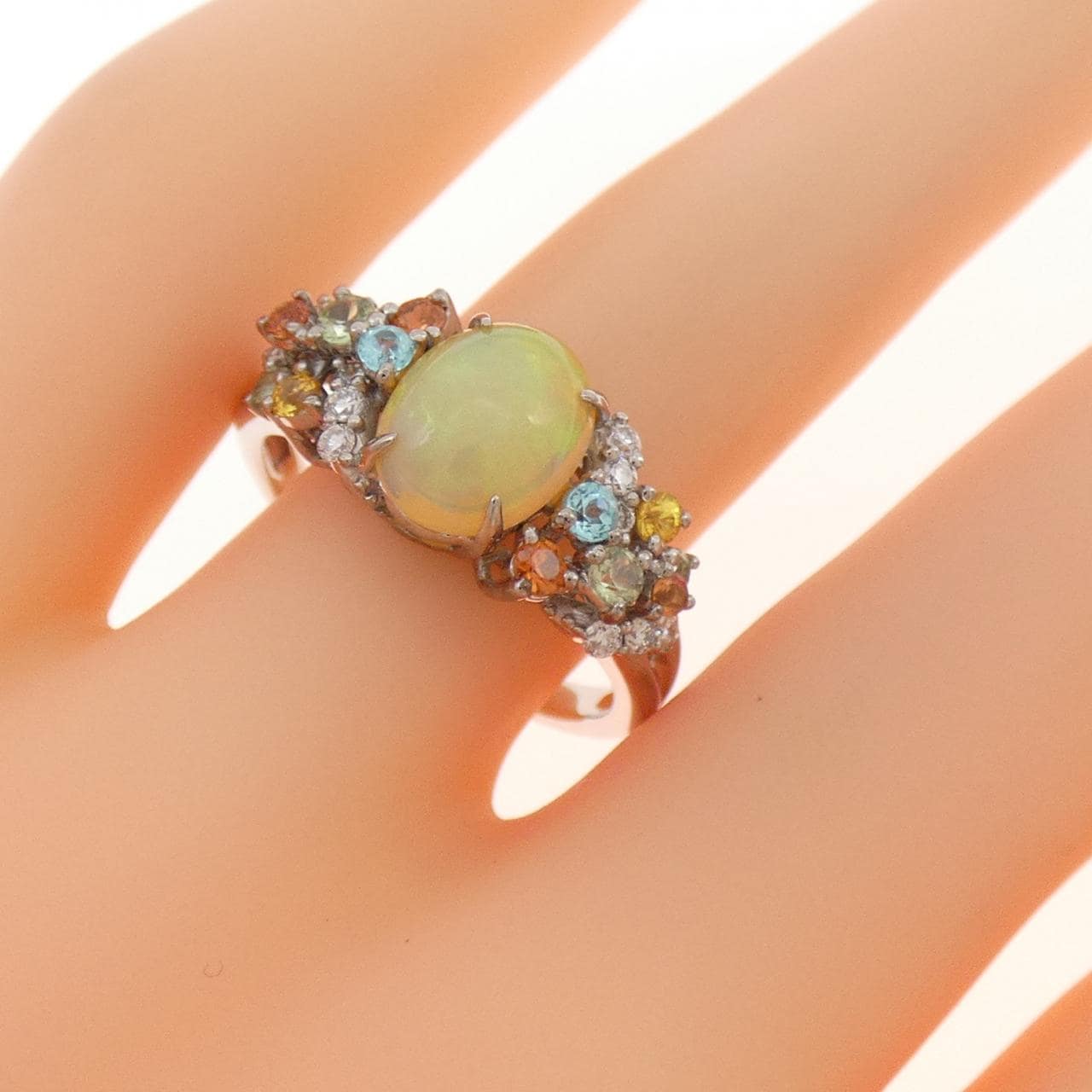 K18WG カラーストーン リング