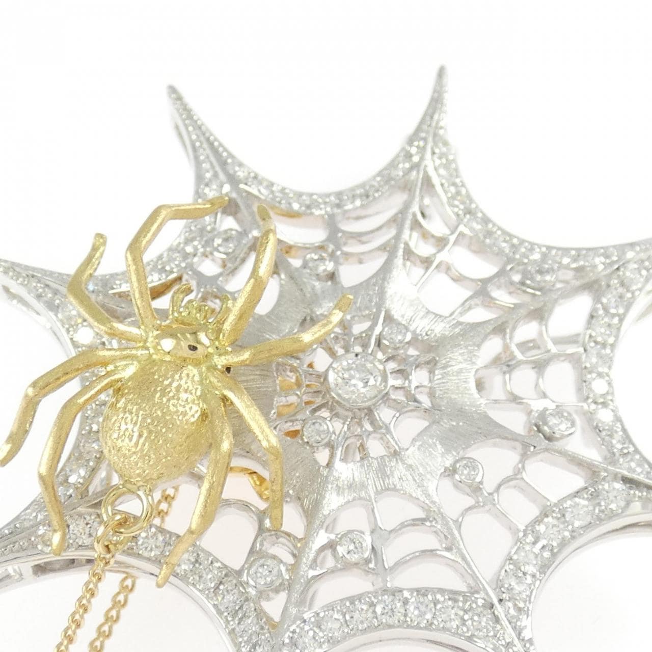 K18WG/K18YG スパイダー ダイヤモンド ブローチ 0.90CT
